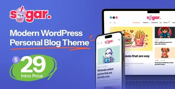 Sugar 1.0.3 Modern WordPress Personal Blog Theme